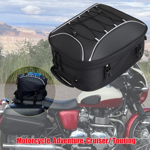 Bolsa de asiento trasero de motocicleta de doble uso bolsa de casco mochila de almacenamiento de equipaje negra - Imagen 2 de 20