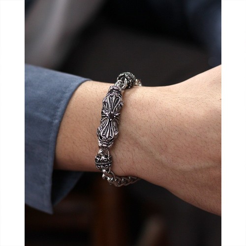 Brazalete de eslabones cruzados con hebilla magnética de acero inoxidable de 20 cm de hip hop de 7 mm para hombre - Imagen 9 de 10