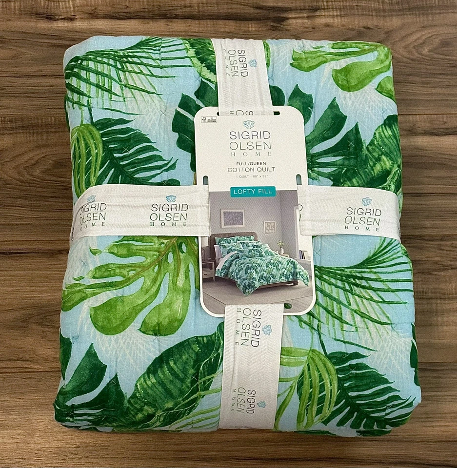 🏝️ Sigrid Olsen 热带全女王棉被子 | Lofty Fill | Palm Fronds — 第 2/4 张图片