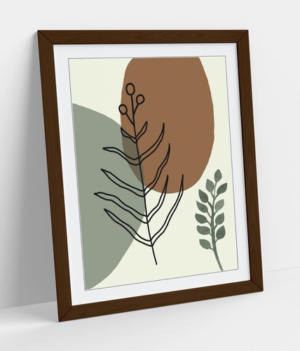BOTANICAL BAUHAUS LEAF TRENDY MINIMALIST -FRAMED WALL ART PICTURE PRINT ARTWORK - Picture 10 of 10