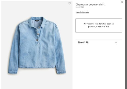 Camisa Top J Crew Chambray Popover Talla L Desteñida Nueva Con Etiquetas Calce Cuadrado Manga Larga Cuello - Imagen 2 de 12