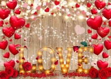 7X5ft Valentine's Day Backdrop Red Love Heart Valentine's Day Backdrop