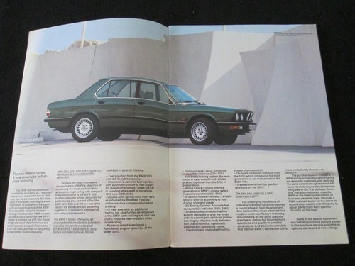 BMW Serie 5 E28 1981 folleto inglés europeo 518 520i 525i 528i catálogo de ventas - Imagen 2 de 7