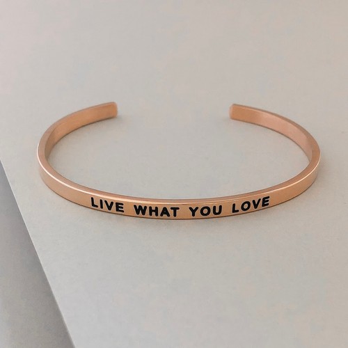 PERSONALIZED Cuff Bracelet MANTRA Inspiration Quote ENGRAVED 'Live What You Love - Picture 10 of 10