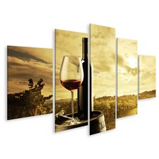 Bild auf Leinwand Sonnenuntergang im Weinberg Wandbild Poster Leinwand
