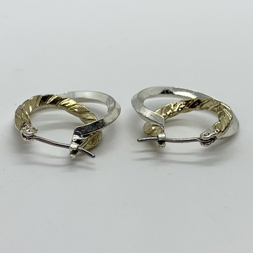 VTG GOLD & SILVER TONED DOUBLE HOOP DROP LEVERBACK EARRINGS - Picture 7 of 8