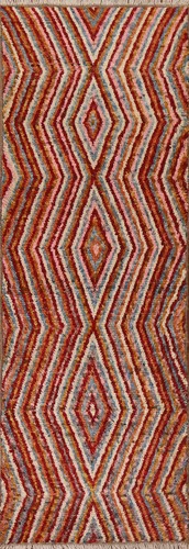 Geometric Moroccan Oriental 9' Runner Rug 3x9 Handmade Wool for Hallway - Picture 1 of 18
