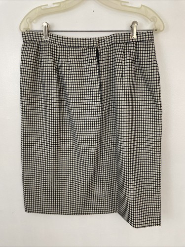 House of Branell Women's 8 10 Medium 1960s Skirt Set Suit Black White Plaid Knit - Picture 7 of 8