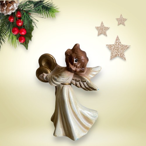 Christmas Vtg 1960 Made in Germany Set 3 Angel Ornaments Figurines Gold & Cream - Bild 9 von 10