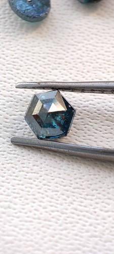 3.5 mm Blue Diamond Rose Cut Hexagon Conflict Free VS1 Quality Loose Natural - Picture 4 of 14