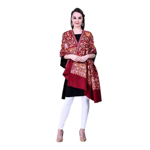 New Kashmiri Embroidered Wool Shawl Wrap Stole For Women - Picture 3 of 6
