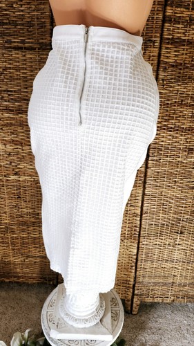 Bright White 7th Avenue NYCo Mesh High Waist Stretchy Work Business Skirt Sz M 8 - Picture 4 of 7