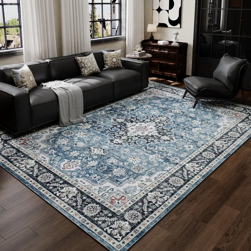 4x6 Rugs for Living Room, Vintage Design Washable Rug, Low Pile Non Slip Back... - Picture 6 of 6