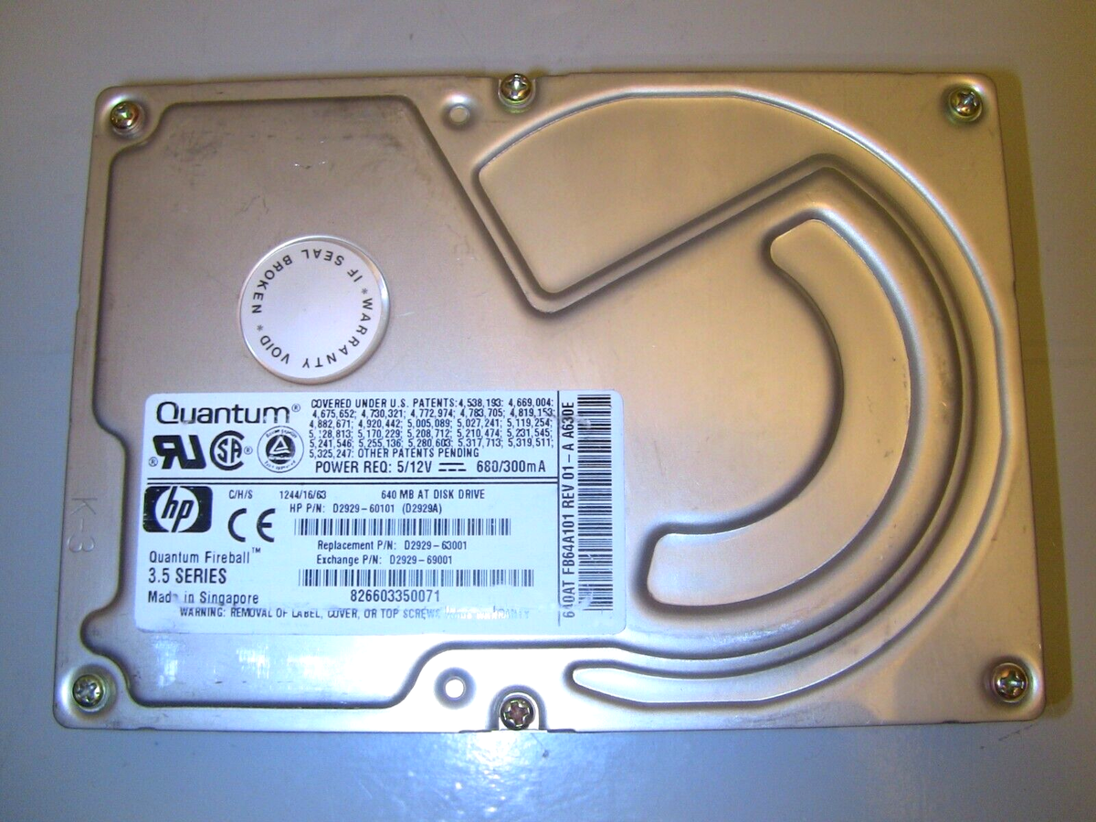 HP Quantum Fireball 3.5 Series 640MB 640AT FB64A101 Rev. 01