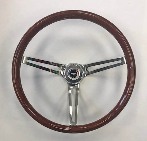 60 69 C10 C20 C30 Steering Wheel Wood 15" High Gloss Red White Blue cap - Picture 7 of 7