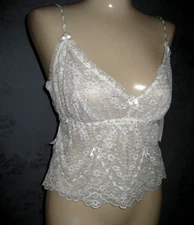 Claire Pettibone Luxury Lingerie Lace Cami White Crop 38 Jana XL NWT