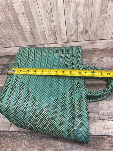Grün Blau Schwarz Rauten Gewebte Tasche Sommer Strand - Bild 11 von 12