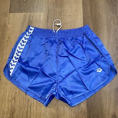 【U LAN】League Sporty Glossy Shorts Mens 80s 90s Shiny Black Satin Nylon Soccer Shorts Size L/XL