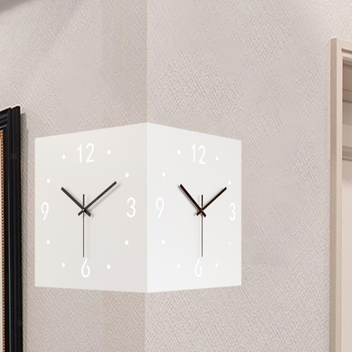 Double Sided Corner Wall Clock Metal Corner Clock for Living Room Kitchen - Picture 4 of 7