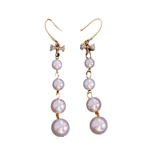 Fashion Bowknot Zircon Tassel Earrings Hook Drop Dangle Women Party Jewelry Gift - Picture 5 of 5
