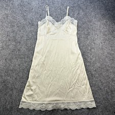 Vintage Women Slip 36 Ivory Satin Lace Made In USA Adjustable Indie Sleaze