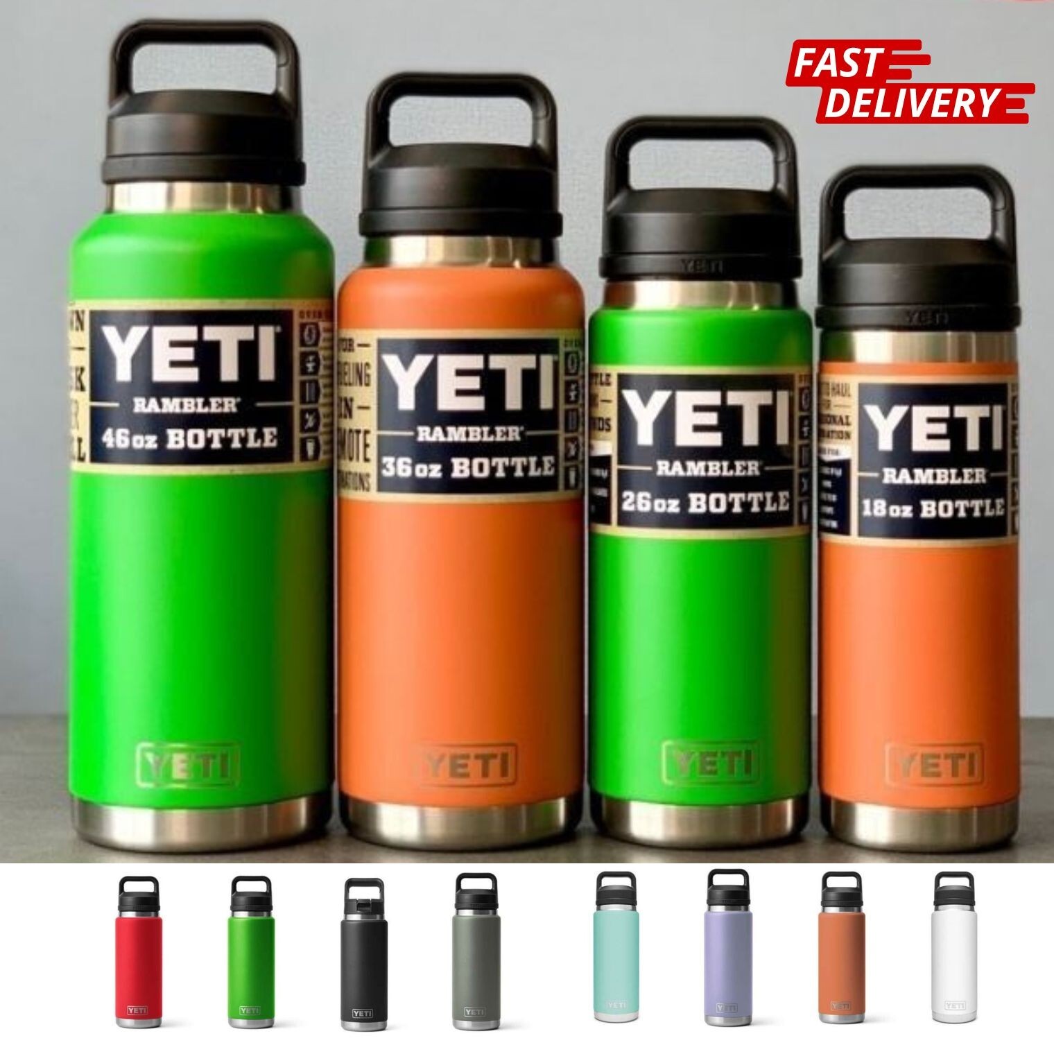 SALE YETI Rambler 26 oz 36oz 46oz All Color Bottle with Chug Cap