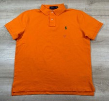 NWOT Polo Ralph Lauren Mens Shirt Orange S Custom Slim Fit Mesh Polo Green Pony