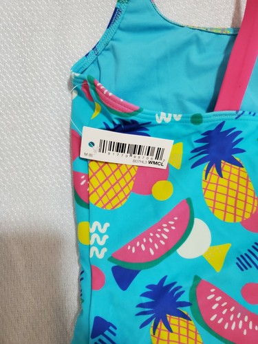 Amazon Essentials Girl's One-Piece Swimsuit, Blue Pineapple M(8) D1 - Picture 4 of 4