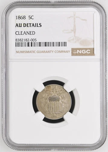1868 Shield Nickel, Beautiful Detail, NGC AU Details
