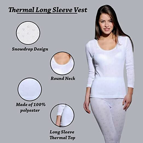 Snowdrop Thermal Underwear Ladies Womens Long Sleeve Round Neck - Picture 4 of 7