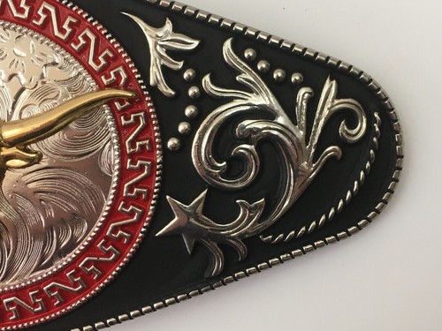 Cowboy Gürtelschnalle - GROSSER Rodeo Bull mit Hörnern Gürtelschnallen USA - Bild 3 von 8