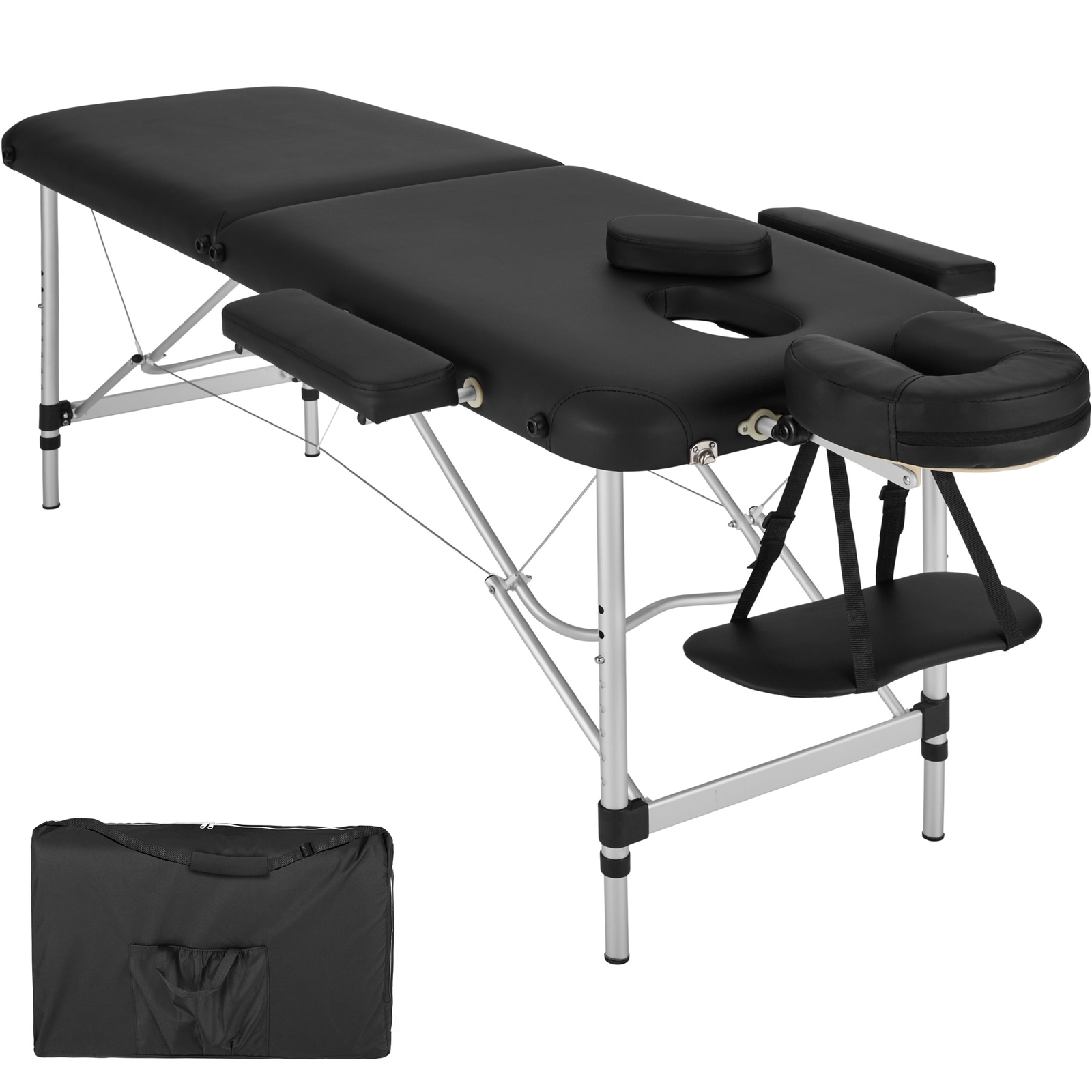 Massageliege klappbar Alu 2 Zonen Massagebank mobiler Massagetisch mit Tasche