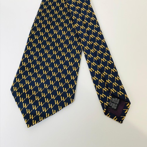 Harrods Navy & Yellow "W" Initial Silk Tie - Picture 3 of 5