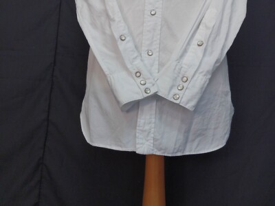 Vintage 80s Polo Ralph Lauren Pearl Snap White Cotton Men's