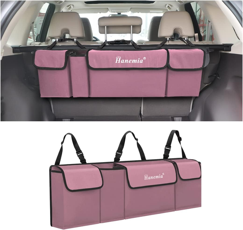 Car Trunk Organizer, Backseat Hanging Storage with 4 Large Pockets, Collapsible  - Bild 9 von 12
