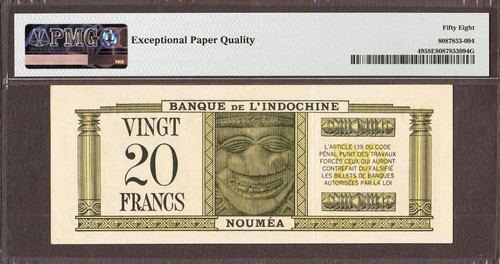 Nuova Caledonia 20 franchi nd (1944) scegli-49 informazioni disponibili pmg 58 epq - Foto 2 di 2