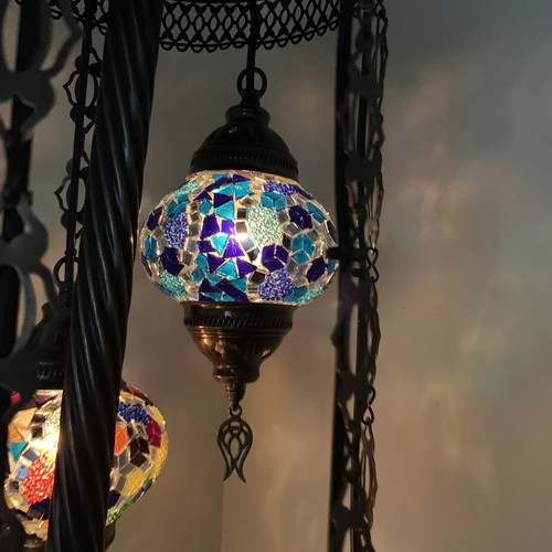 Turkish 7 Globe Mosaic Floor Lamp 54” Boho Moroccan Style Standing Light - Picture 5 of 12