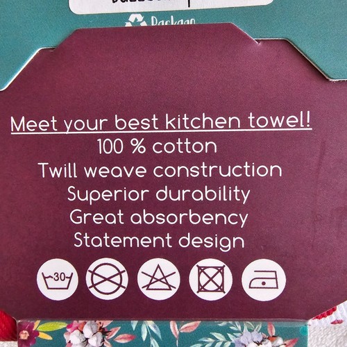 Buzzee Wraps 30" Sechseck geformtes Küchengeschirrtuch 100 % Baumwolle Köper Auswahl Neu mit Etikett - Bild 27 von 49