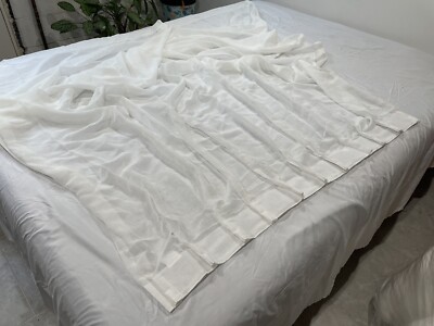 LANTIME White Semi Sheer Curtain Pinch Pleated 47in x 96in