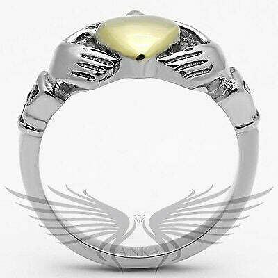 Anillo Claddagh Para Mujer Oro Amarillo Ip Forma Corazón Sin Piedra Tk1157 - Imagen 3 de 4