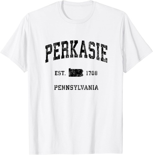 Perkasie Pennsylvania PA Vintage Athletic Black Sports Desig T-Shirt Hoodie - Picture 6 of 12