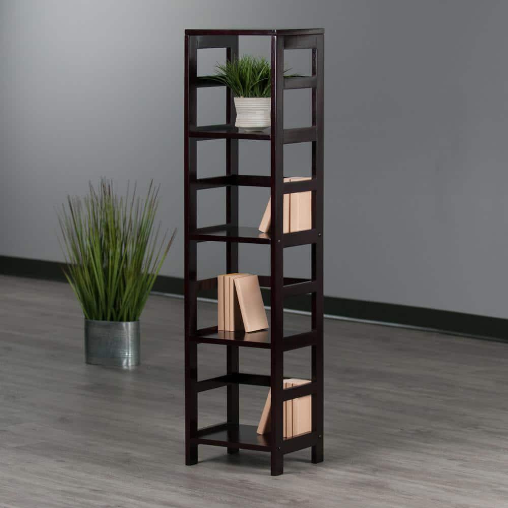 Winsome Wood Accent Bookcase 4-Tier Vertical Orientation Espresso Open Back