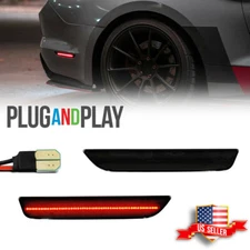 2x Smoked Lens Rear Bumper Side Marker Red LED Lights For 2010-2014 Ford Mustang