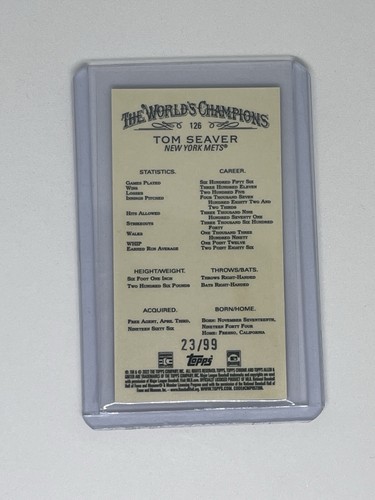 2022 Topps Allen & Ginter Chrome Tom Seaver Mini Green Refractor 23/99 Mets HOF - Picture 2 of 2
