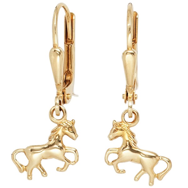 Ohrringe OhrhäNger Boutons Pferd Pferde 333 Gold Gelbgold Ohrschmuck Kinder-image