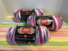 3 new skeins Red Heart Granny Square All in One yarn Soft White Pink Punch