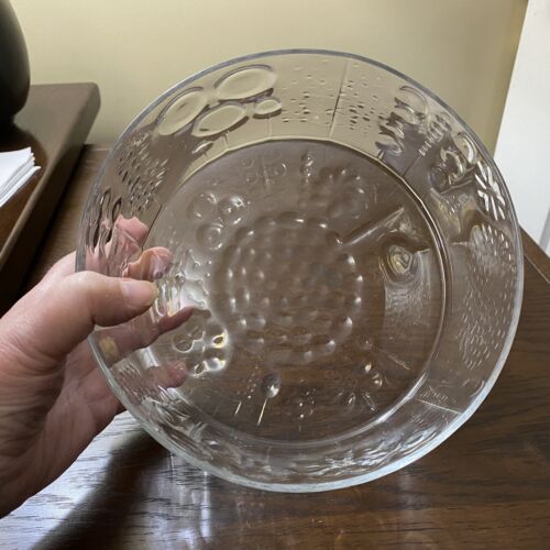 iittala Finland 7 1/2" Clear Glass Embossed FLORA Bowl - Made 1966-1997 - Picture 2 of 18
