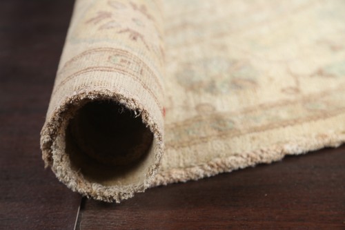 Floral Chobi-Peshawar Vegetable Dye Oriental 8x8 Round Rug Handmade Wool Carpet - Picture 8 of 12