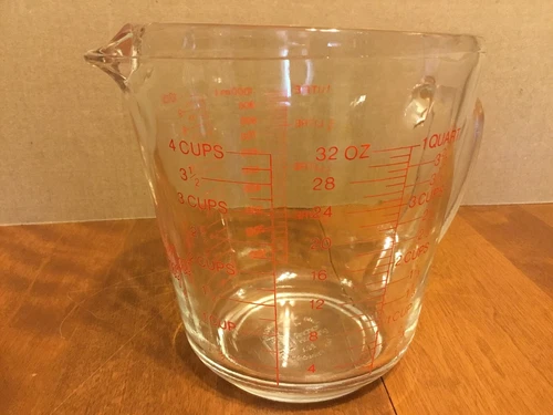 Vintage FIRE-KING 499 Quart Litre Measuring Cup Anchor Hocking 4 Cups Liter EUC