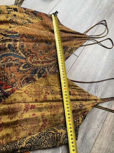 Zara Midi Dress Camisole Paisley Oil Old Gold Multi Tassel Belt L 12 Small Uk14 - Picture 17 of 24
